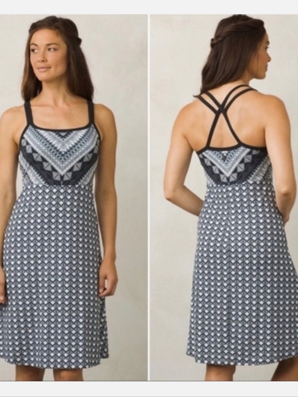 prAna Women's Cora Dress - Black/Tan/White, size Small